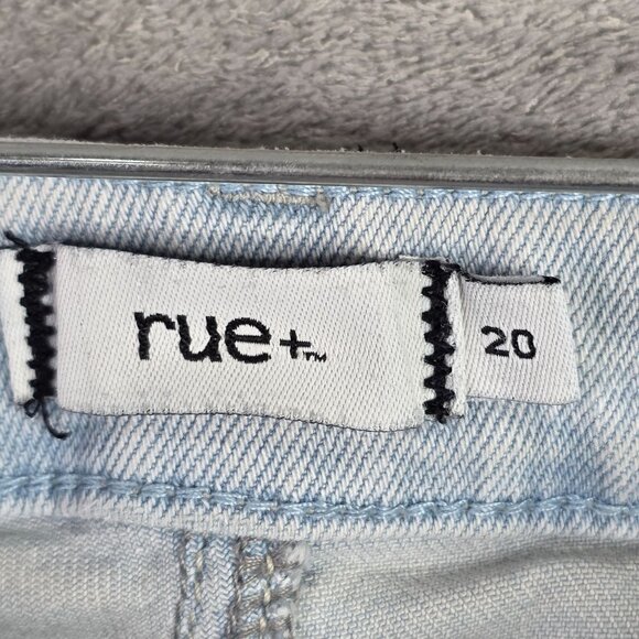 Womens Rue+ Blue Denim Shorts Distressed Happy Face Applique Cut Off Hem Size 20 - Picture 3 of 11